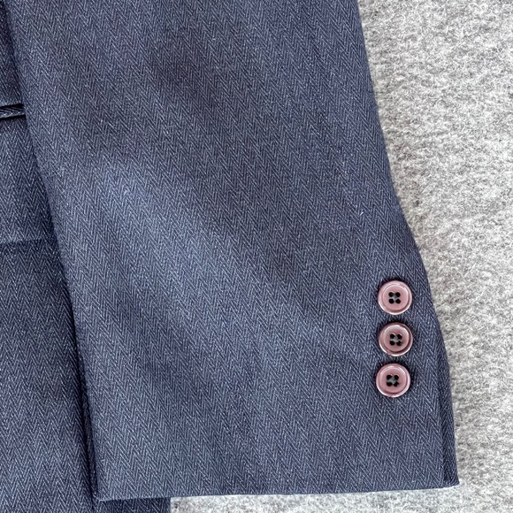 VTG Monsieur Givenchy Mens Navy Herringbone Union Blazer 44(est) Classic Preppy - Picture 7 of 16